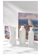 Axyaa White Ceramic Vase - Nordic Classic Decor for Living Room & Dining Room