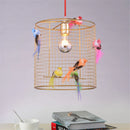 Axyaa Nordic Loft Bird Cage Pendant Lamp Gold Home Decor Light