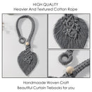 Axyaa Boho Macrame Curtain Tiebacks with Bead Detail - Living Room Accessories