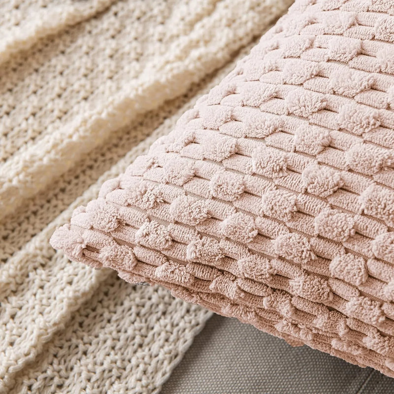 Axyaa Pink Boho Decor Pillow Cover 18x18 Inch for Modern Farmhouse Home Decor
