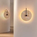 Axyaa Iron LED Wall Lights Round Yellow Travertine Japan Style Bedroom Lamparas