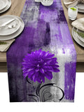 Axyaa Blue Dahlia Oil Painting Table Runner - Home Dinner Table Decor