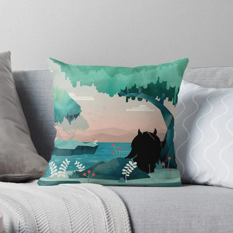 Cute Cat Decorative Pillow Case Cover for Modern Living Room Sofa by Axyaa