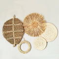 Axyaa Round Rattan Wall Basket Decor: Nordic Style Hanging Frame Ornament Craft