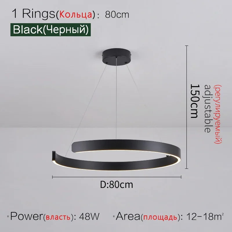Axyaa Circular C-shaped Pendant Light for Modern Living Room & Dining Room