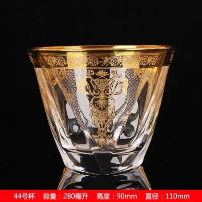 Axya Palace Crystal Glass Beer Mug with Gold Line - Large Juice Whiskey Wine Cup