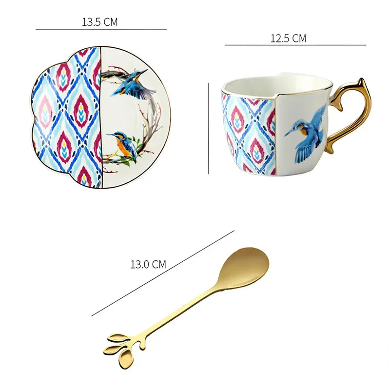 Axya English Style Coffee Cup Set with Saucers, for Latte and Black Tea