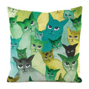 Colorful Cute Cats Pillow Case Set by Axyaa - Home Decor 40x40 45x45