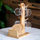 Axya Bamboo Coffee Cup Set: 4-Piece Creative Mug and Saucer with Stand