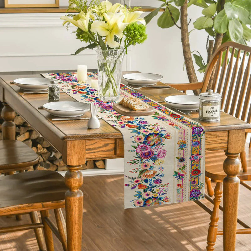 Axyaa Wildflowers Table Runner for Kitchen and Dining Décor
