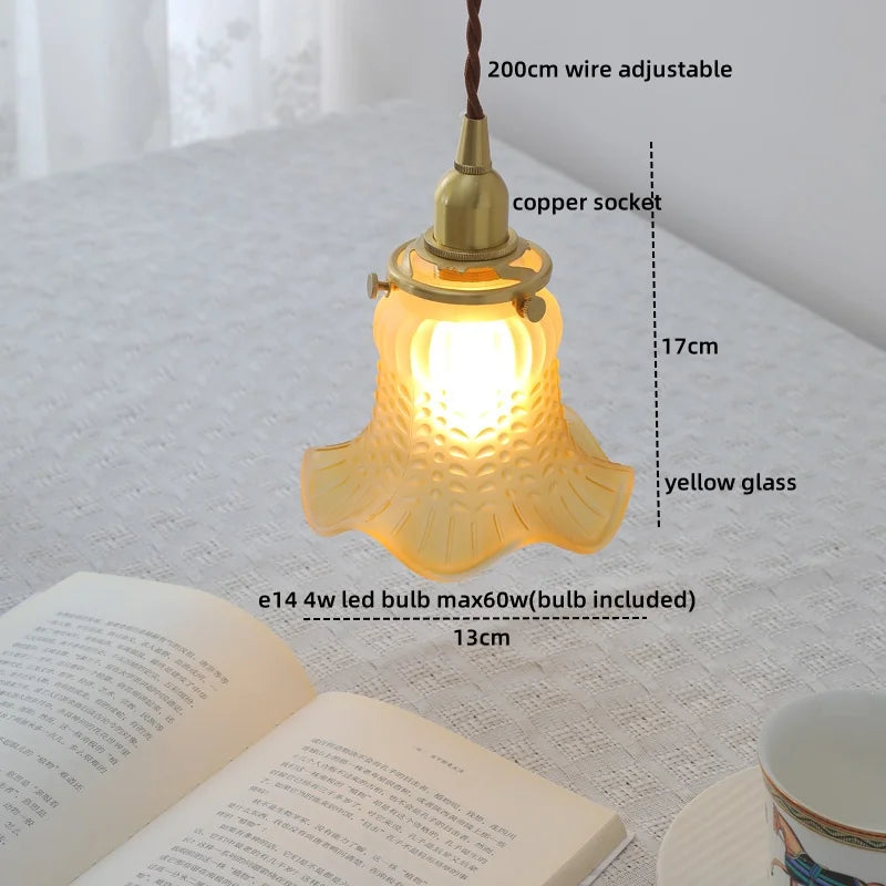 Axyaa Clear Glass LED Pendant Chandelier - Modern Copper Hanging Lamp for Home Decor