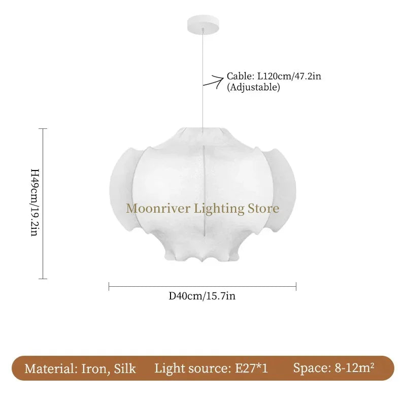 Axyaa Silk Ceiling Lamp: Japanese Wabi Sabi Chandelier for Loft Living Room & Bedroom