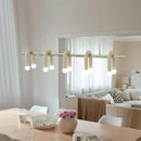 Axyaa Cream Style Chandelier: U-shaped Green LED Pendant Lamp for Living & Dining Areas