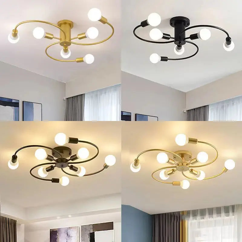 Axyaa Retro Iron Fan Chandelier for Home Living Bedroom Decor