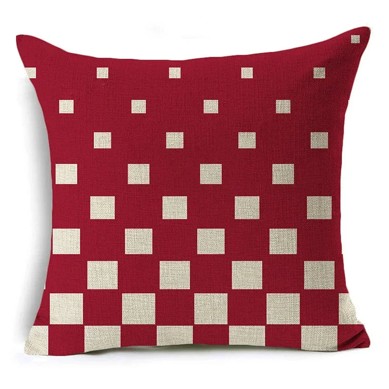 Geometric Linen Seat Cover 45x45cm for Home Decor - Axyaa