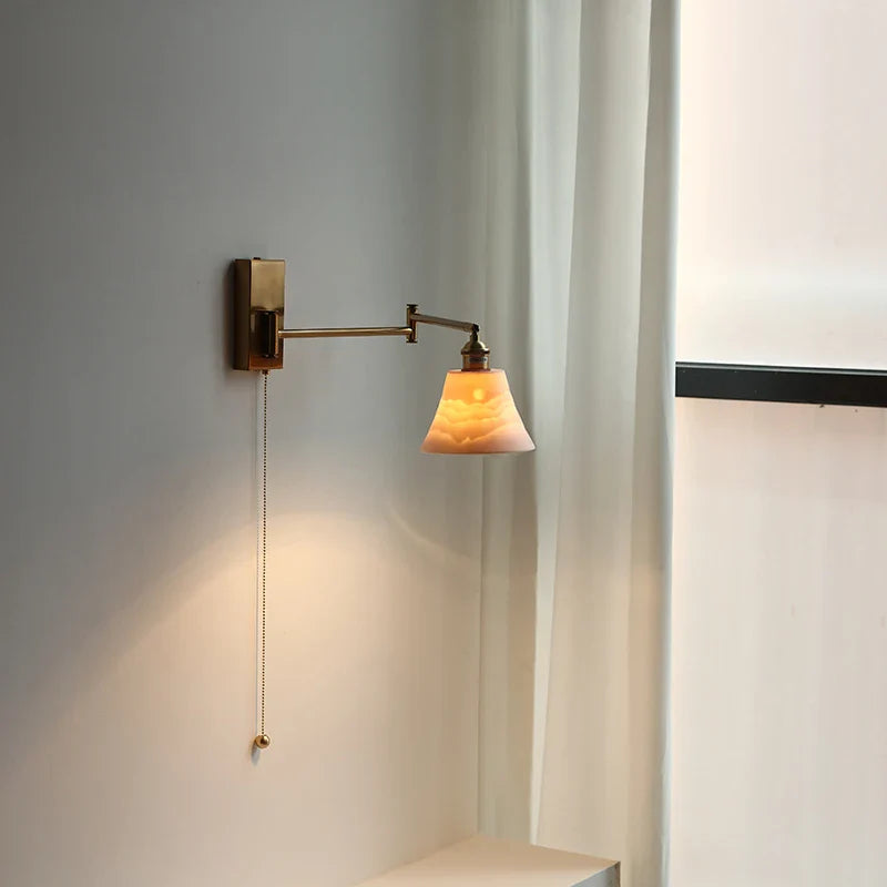Axyaa Nordic LED Swing Arm Wall Lamp Gold Rotate Bedroom Bedside Light
