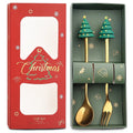 Axyaa Christmas Theme Cutlery Set - Elk Deer Christmas Hat Tree Fork Spoon Stainless Steel