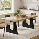 Axyaa Rustic Wood Dining Table, Seats 6-8, 70.9-Inch Rectangular, Black Legs