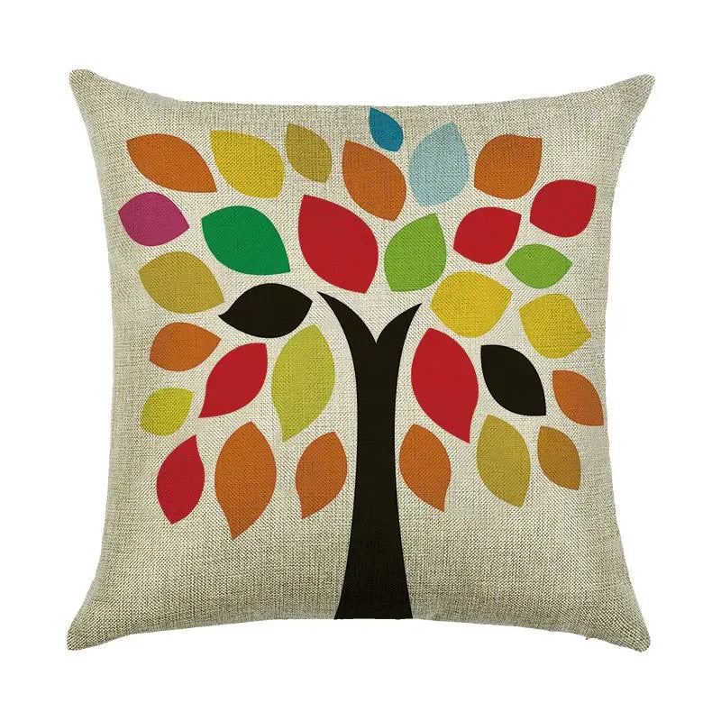 Axyaa Cartoon Pattern Linen Pillowcase - Home Sofa Decorative Cushion Cover