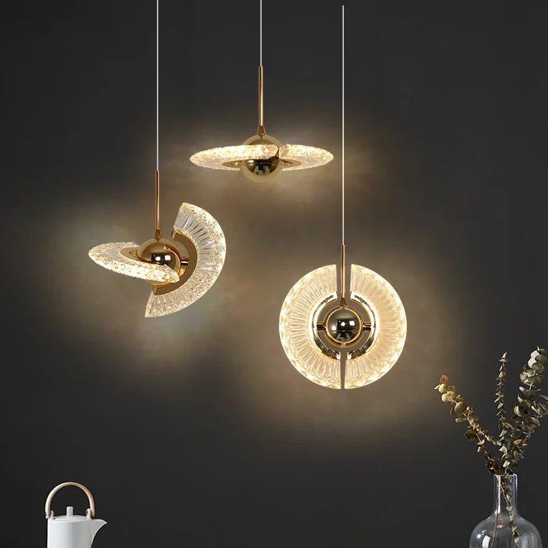 Axyaa Rotatable LED Round Pendant Lamp for Indoor Living Room Art Decor