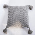 Axyaa Soft Knit Cushion Cover 45x45cm Solid Pillow Case with Tassels