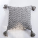 Axyaa Soft Knit Cushion Cover 45x45cm Solid Pillow Case with Tassels