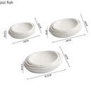 Axyaa White Wavy Texture Ceramic Soup Plate Set for Hotel Dining Experience