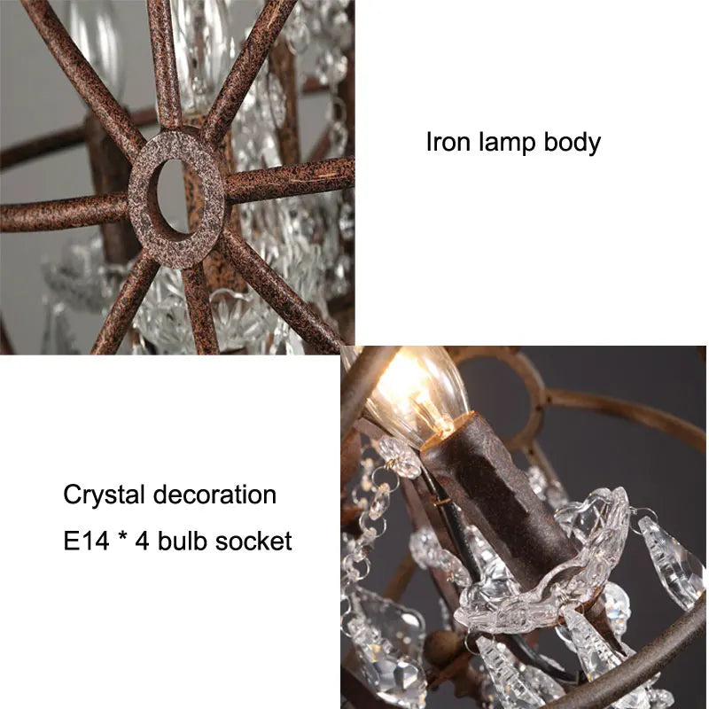 Axyaa Retro Loft Crystal Chandelier for Bar, Restaurant, and Living Room