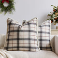 Axyaa Christmas Tartan Plaid Cushion Cover Red Green Ivory 45x45cm 50x50cm