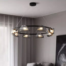 Axyaa Smoky Gray Glass Chandelier LED Pendant Light for Luxury Dining Room