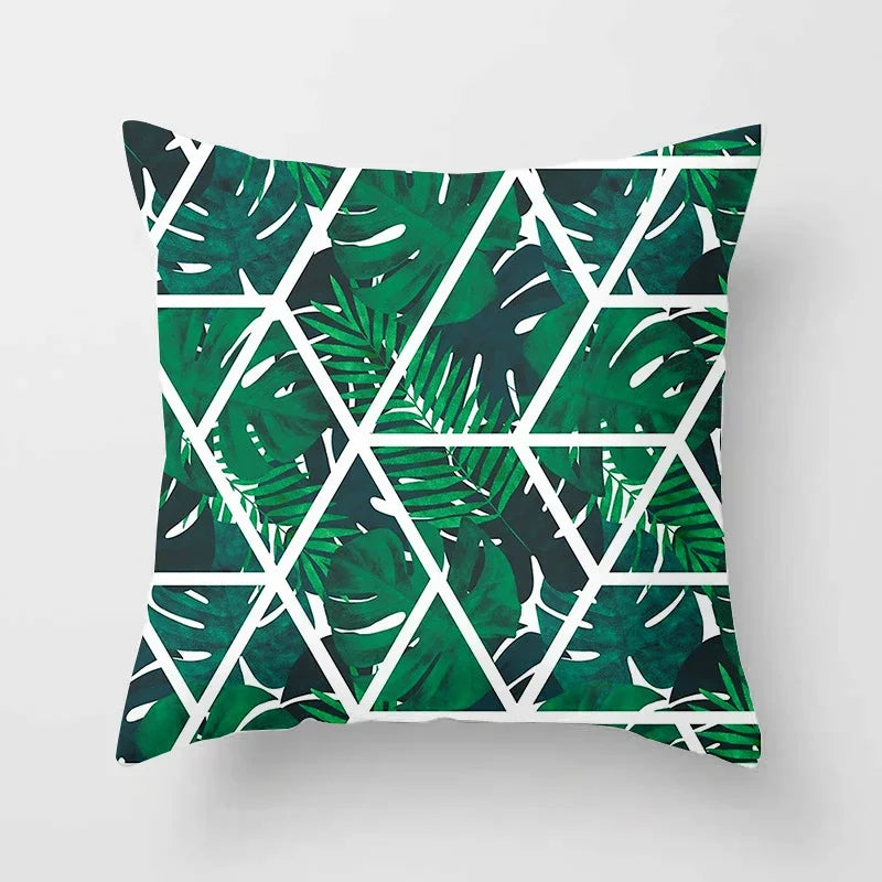 Axyaa Tropical Green Plants Pattern Cushion Cover for Sofas and Decor