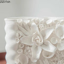 Axyaa Blooming Flower Relief Ceramic Vase Desk Decoration Artificial Floral Arrangement