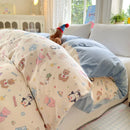 Axyaa Floral Print Reversible Cotton & Flannel Duvet Cover - Single to King Sizes