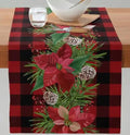 Axyaa Christmas Table Runner with Festive Gnome Tree Snowman Design
