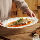 Axyaa Ceramic Fish Plate set, high-grade oval dinner plate for elegant dining experience.