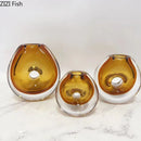 Axyaa Circular Glass Vase for Desk Decoration and Flower Arrangement
