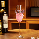 Axyaa Clear Glass Champagne Flute with Pink Bow Knot Design