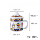 Axyaa Enamel Tea Cup with Lid, Large Capacity Portable Coffee Mug, Korean Style Drinkware