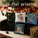 Axyaa Deer & Tree Print Pillow Cover for Sofa, Bedroom, Car - Christmas Decor