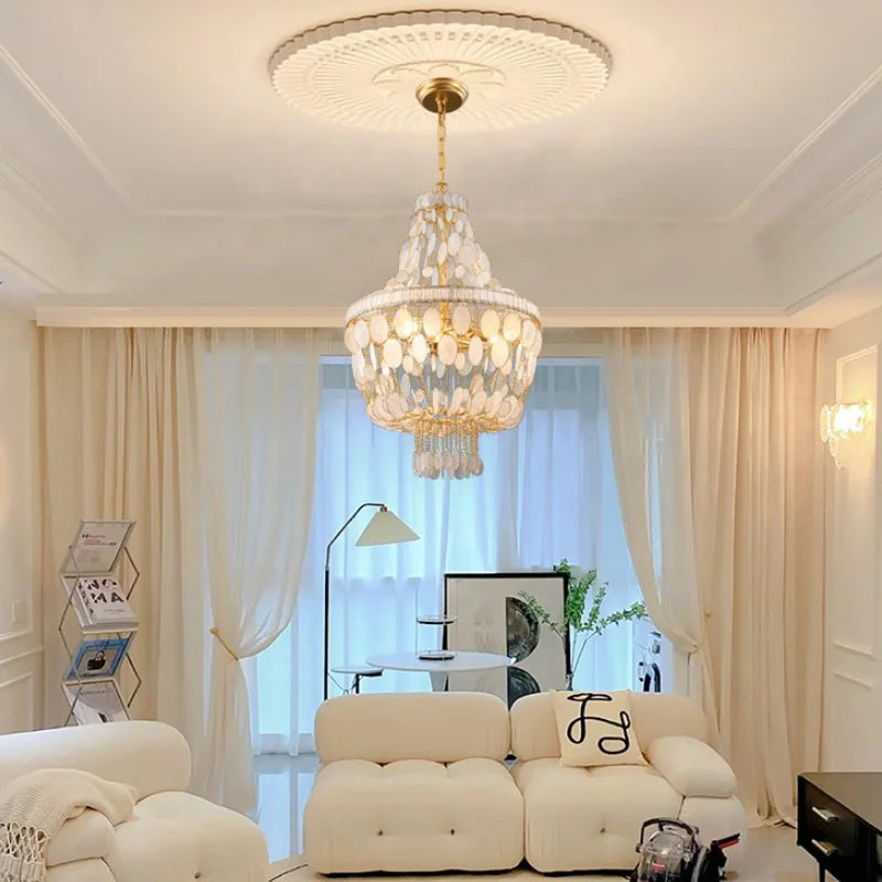 Seashell Chandelier: Axyaa Luxury Tiered Hanging Light Fixtures