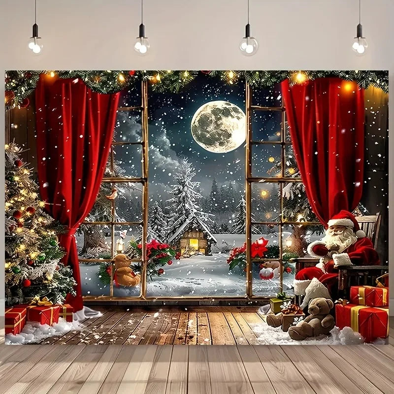Axyaa Winter Night Santa Claus Tapestry Home Decoration