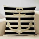 Axyaa Nautical Pattern Linen Cushion Cover 45x45cm for Home Sofa Decoration