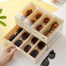 Axyaa Acrylic Glasses Storage Box | Stackable Drawer Display Stand | Multi-Grid Organizer