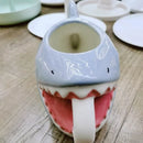 Axyaa Blue Shark Ceramic Coffee Mug - Fun Kids Party Cup Refined Novelty Gift