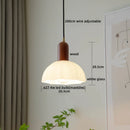 Axyaa Nordic Wood Glass LED Pendant Light for Dining Bedroom Balcony
