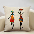 Axyaa African Dance Oil Painting Cushion Cover 45x45cm for Home Living Room Decor