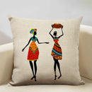 Axyaa African Dance Oil Painting Cushion Cover 45x45cm for Home Living Room Decor