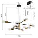 Axyaa Modern Nordic Sputnik Black LED Chandeliers, 4/6/8-Light Pendant Ceiling Fixtures