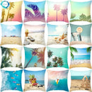 Axyaa Summer Beach Vacation Blue Pillow Case - Seaside Hotel Sofa Decoration