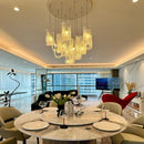 Axyaa Nordic Cream Glass Chandelier: Luxury Gloss Pendant Light